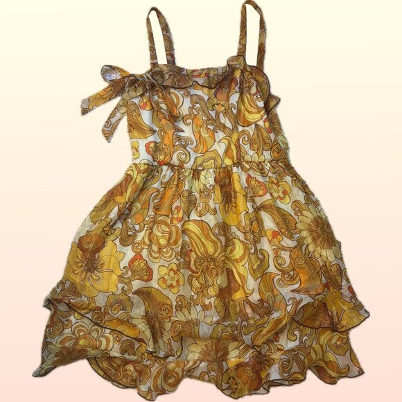 Anna Sui Dresses & Skirts - Anna Sui Silk Cocktail Dress, Gold, Size 4 💛 Two-Way Strapless or Babydoll